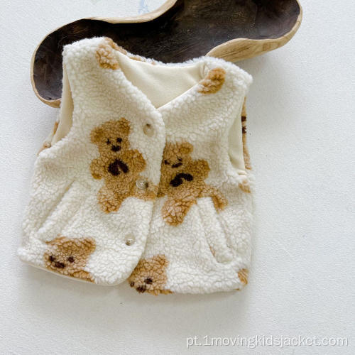 Colete acolchoado de pele de cordeiro para bebê